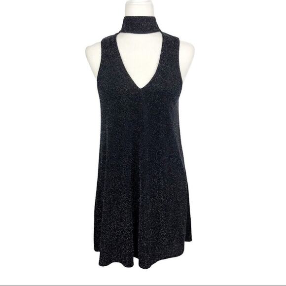 NWT Show Me Your MuMu Friday Black Choker Cut out Dress XS Metallic Black - Picture 3 of 16